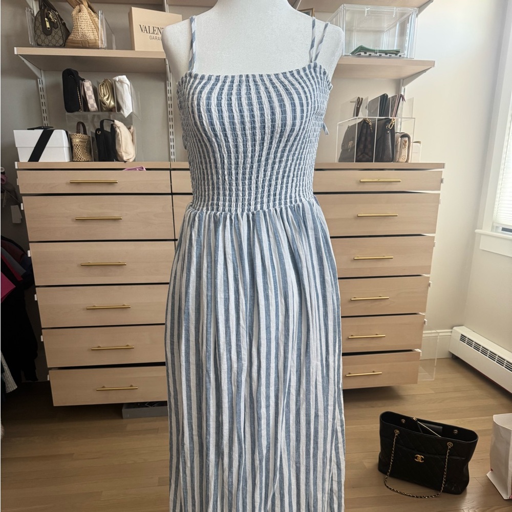 Z Supply Strapless Blue and White Dress